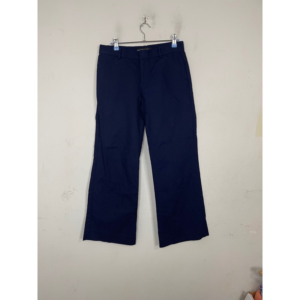 Ralph Lauren Navy Blue Cotton Straight Leg‎ Trousers Dress Pants Womens Size 4